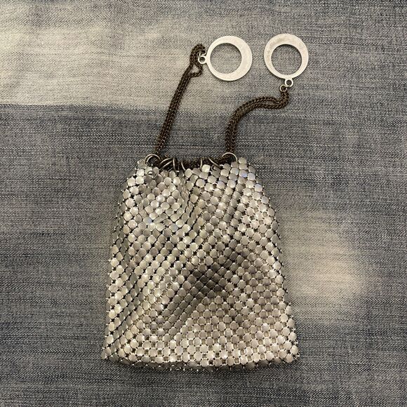 ANTIQUE ART DECO/ EDWARDIAN~ Fairycore silver mesh finger‎ ring Barbiecore PURSE - Picture 1 of 4